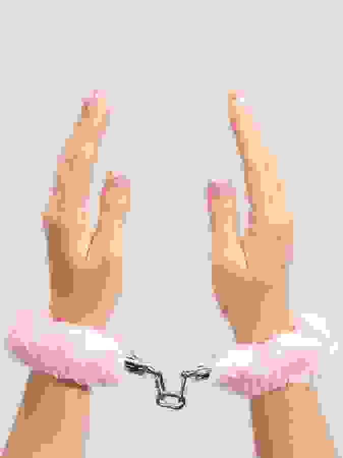 Bondage Boutique Pink Furry Handcuffs, Pink, hi-res